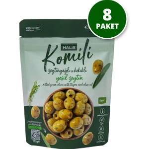 Çekirdeksiz Zeytinyağlı ve Kekikli Yeşil Zeytin 8 x 170g