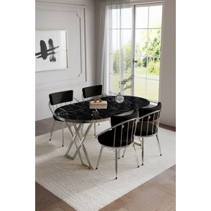 By Orhan Güzel Mutfak Masası Takımı , Salon Masa Takımı , 4 Kişilik Mutfak Masa Takımı , Uzay Galasy Takım Gümüş