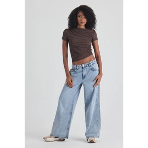 Kadın Bol Kalıp Kot Pantolon Mavi