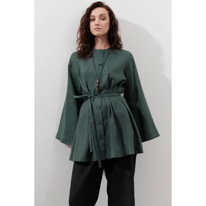 Keten Pensli Tunik Petrol