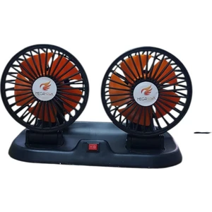2 Kademeli Çift Başlı 360 ° Dönebilen Araç Fanı 12V USB Girişli Oto Fan Soğutucu Vantilatör