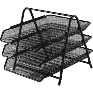 Metal Evrak Rafı 3'lü Siyah