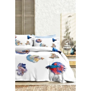 %100 Pamuk Ranforce Çeyizlik Luxury 5d Dijital Çift Kişilik Nevresim Takımı Akvaryum