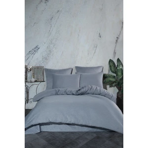 Çift Kişilik Çizgili %100 Pamuk Saten 4 Parça Nevresim Takımı