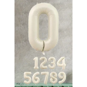 Krem Renk Rakam Folyo Balon 0