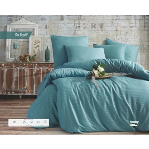 Çift Kişilik Çizgili %100 Pamuk Saten 4 Parça Nevresim Takımı