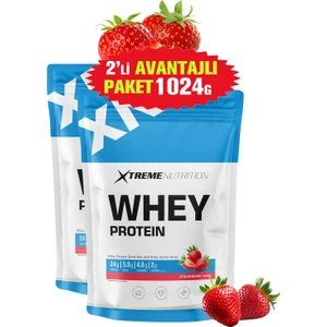 Whey Protein Tozu - 512 G x 2 Adet= 1024 G - Çilek - 32 Servis (5g Bcaa + 4g Glutamıne + 2g Creatıne)