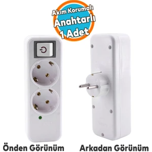  Akım Korumalı Kablosuz Anahtarlı 2'li Grup Priz Golyat Düğmeli Fiş Priz Topraklı Çoklu Çoğaltıcı