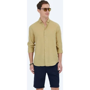 Limon Küfü Düz Regular Fit Dokuma Casual Pamuk Karışımlı Gömlek