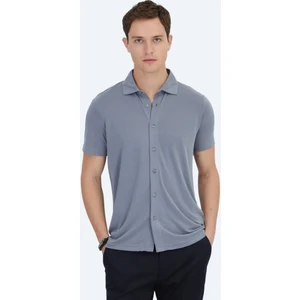 Gri Düz Regular Fit Casual Gömlek