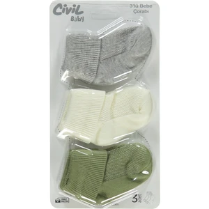 Civil Baby Bebek 3'lü Çorap Set 0-24 Ay Krem