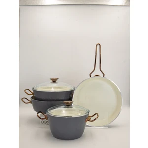 Diana 7 Parça Kristal Gold Kulp Tencere & Tava Seti