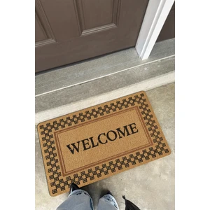 Coco Entry PS029A Damalı Çerçeve Welcome Desen Kalın Kaymaz Taban Nem Alıcı Şık Kapı Önü Paspası