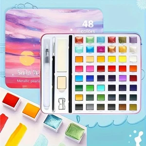 Art Elegant  Profesyonel Tablet Taş Suluboya Seti 48 Li Renk Metal Kutu
