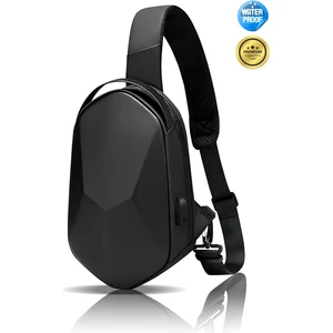 Kabuklu Çapraz Göğüs Çanta Bel Çanta Çapraz Omuz Çanta Suya Dayanıklı Siyah Erkek Omuz Çanta