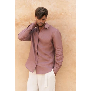 Ottavia Açık Bordo Keten Oversize Erkek Gömlek