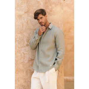 Ottavia Mint Keten Oversize Erkek Gömlek