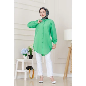Göğüsü Taş Detaylı Oversize Tunik-Su Yeşili