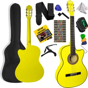 CG-395YLW Klasik Gitar 4/4 Sap Ayarlı Kesik Kasa Full Set (Çanta Askı Tuner Metod Pena)
