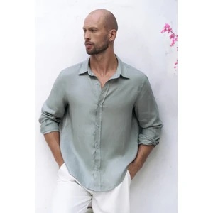 Bice Mint Keten Oversize Erkek Gömlek