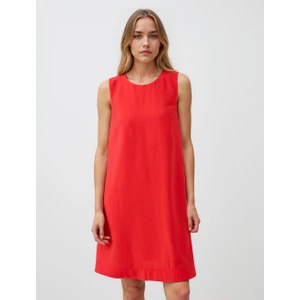 Jimmy Key Kırmızı Rahat Kesim Yuvarlak Yaka Kolsuz Midi Elbise