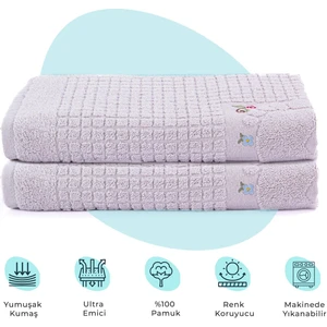 Banyo Çiçekli Pamuklu Ayak Havlusu 50X70CM Gri 2'li