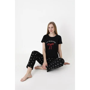 Nbb %100 Pamuklu Kadın Siyah Pijama Takım