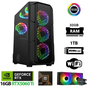 Thunder X870 Ryzen 7 7800X3D 32GB Ddr5 Ram 1tb M.2 Nvme SSD 16GB RTX5060 Ti Sıvı Soğutmalı Masaüstü Bilgisayarı