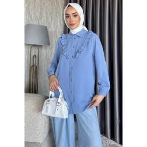 Güpür Detaylı Fırfırlı Tesettür Gömlek P-00017549