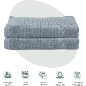 Banyo Çiçekli Pamuklu Ayak Havlusu 50X70CM Yeşil 2'li