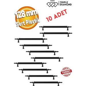 Triple Diamond 128 mm Mat Siyah Çekmece Kulpları Dolap Mobilya Kulp Sert Polimer Kulpu  ( 12.8 cm ) = 128MM ( 10 Adet )