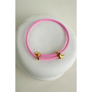 Renkli Örme Ip Çelik Plaka Detay Ayarlanabilir Bileklik