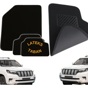 Oto Paspas Halı Kaymaz Taban Yıkanabilir Silinebilir Universal Tüm Araç ve Modellere Uyumlu Lüks Siyah Lateks Taban 4 Parça Siyah