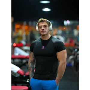 Cooldry Compression Ter Tutmayan Kısa Kol Tişört Pembe Logo – Siyah