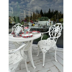 Istanbul Model Ferforje Görünümlü Plastik Masa ve Isparta Model Sandalye Takım 2 Sandalye 1 Masa