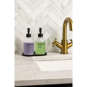 Okyanus Home Bambu Standlı Ikili Siyah Kumlu Cam Sıvı Sabunluk 500ML