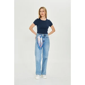 Kadın Örme Ribana Crop T-Shirt