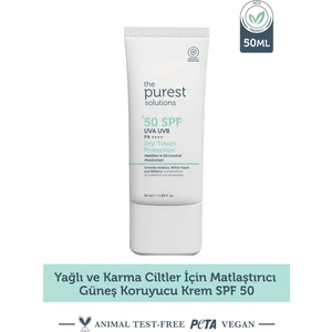 The Purest Solutions Yağlı ve Karma Ciltler Için Matlaştırıcı Güneş Koruyucu Krem Spf 50, 50 Ml.