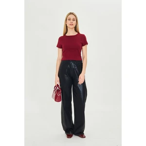 Kadın Örme Ribana Crop T-Shirt