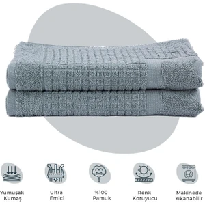 Banyo Kareli Ayak Desenli Pamuk Ayak Havlusu 50X70CM Yeşil 2’li