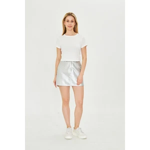 Kadın Örme Ribana Crop T-Shirt