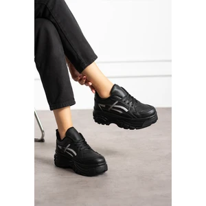 Siyah Kadın Yüksek Topuklu Sneaker PL044