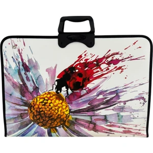Çiçek ve Uğur Böceği Desenli Sanat Proje ve Resim Çantası, 38 x 55 Cm, Sulu Boya Illüstrasyonlu
