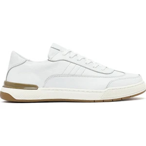 Erkek Beyaz Bağcıklı Deri Sneaker 25SFD688418