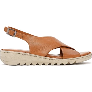 Kadın Taba Arkadan Bağlamalı Deri Comfort Sandalet 25SFD410318