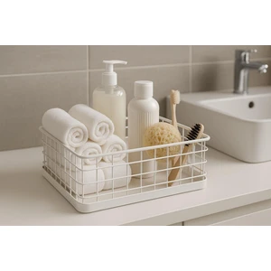 Okyanus Home Dikdörtgen Beyaz Metal Organizer Sepet Maxi 18X33 cm