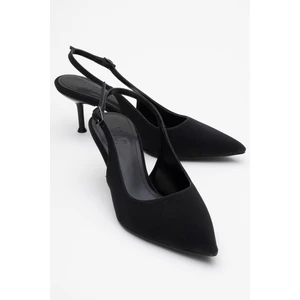 Caisa Siyah Simli Kadın Topuklu Ayakkkabı