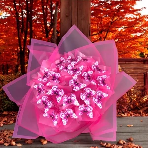 Pembe Işıklı Kelebek Buketi 20 Adet Kelebek