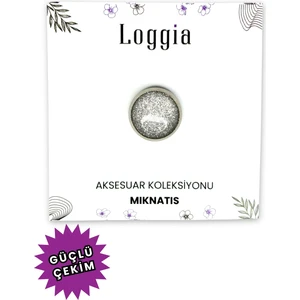 Eşarp ve Şal Mıknatısı Simli Açık Gri - Başörtü Tutucu Kadın Tesettür Aksesuar Mıknatıs