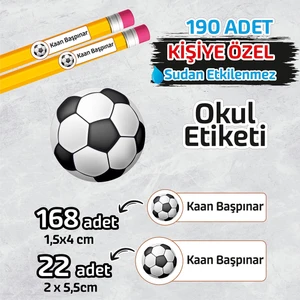 Okul Etiketi Kişiye Özel Kalem Defter Etiketi Top Model -190 Adet